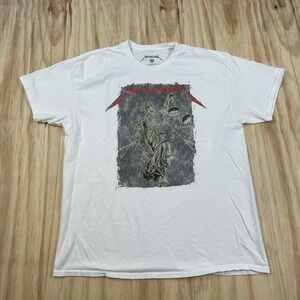 METALLICA And Justice For All T-shirt Heavy‎ Metal Adult Men's Sz L White Tee